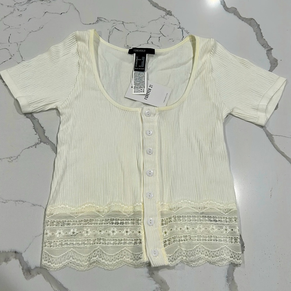 Forever 21 knit off white top size small